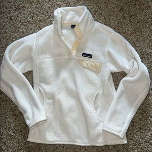 Patagonia Synchilla Birch White Fleece T Snap Pullover Jacket Small S